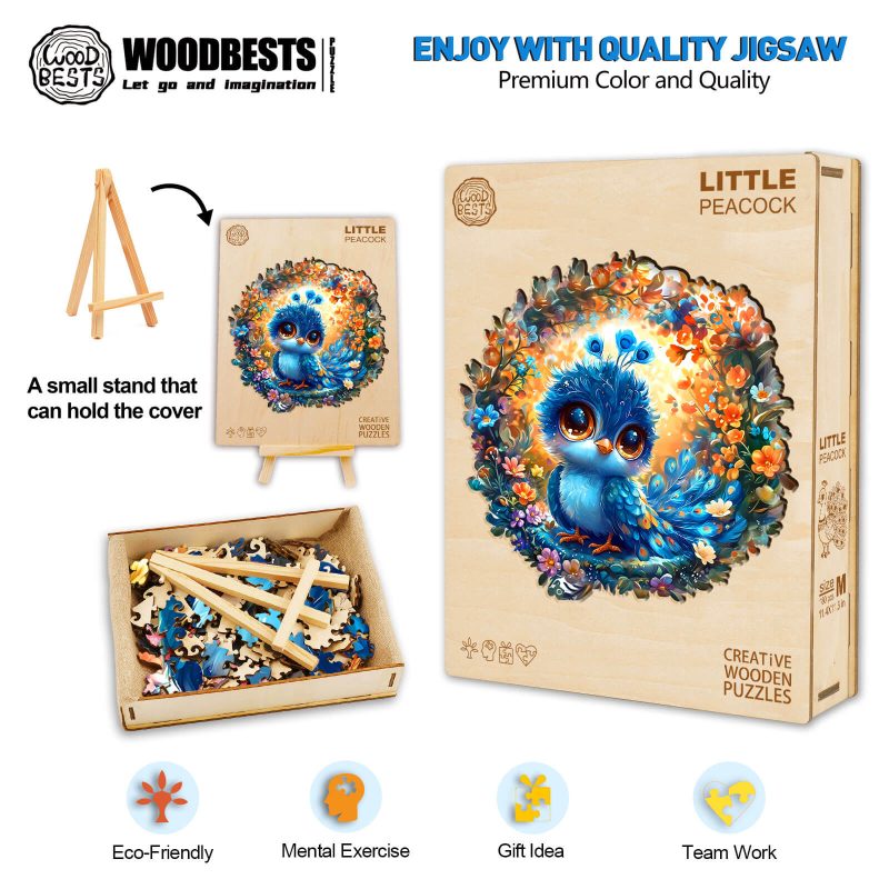 Little Peacock Wooden Jigsaw Puzzle - By Woodbests