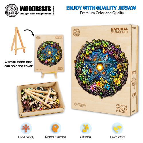 Wooden puzzle with eco-friendly packaging