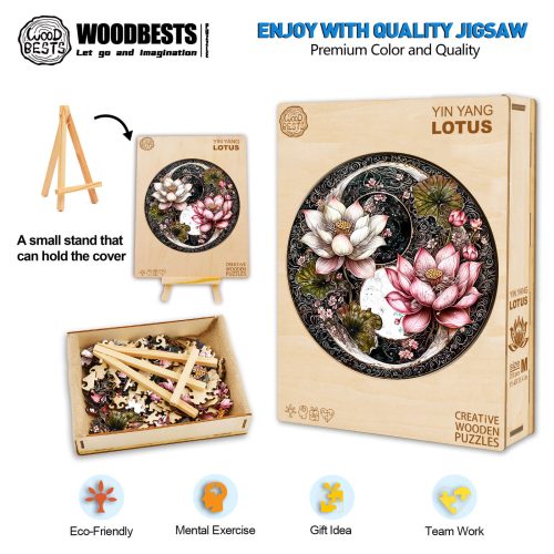 Yin Yang Lotus Wooden Jigsaw Puzzle - Woodbests