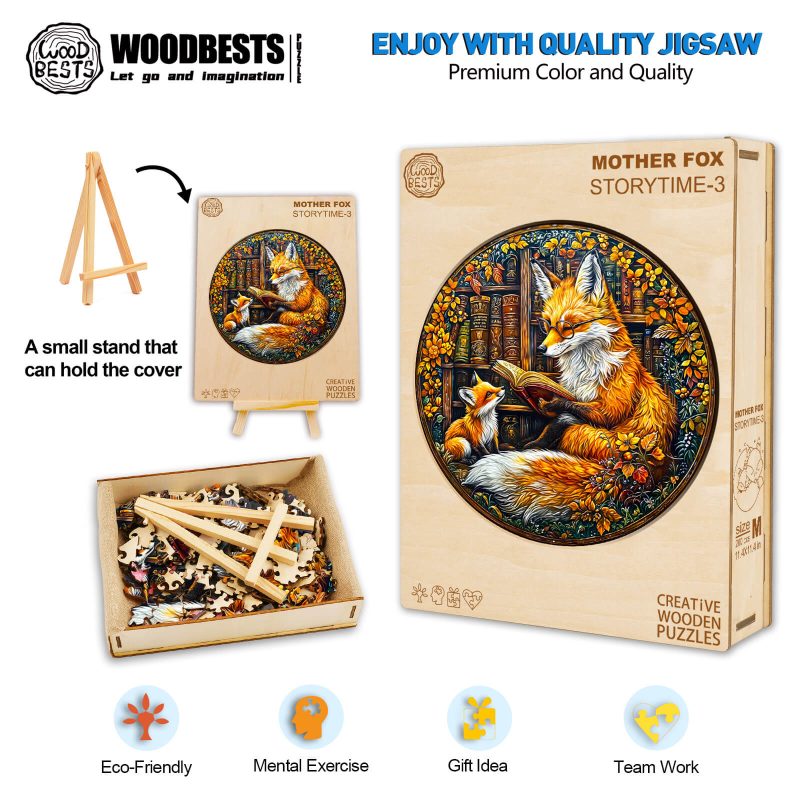 Mother Fox Storytime puzzle with stand and box