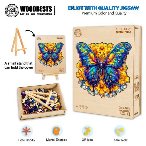 Morpho Butterfly Wooden Jigsaw Puzzle - Woodbests