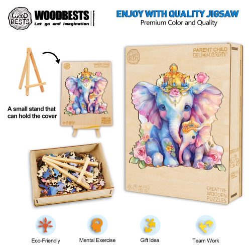 Parent child elephant Wooden Jigsaw Puzzle