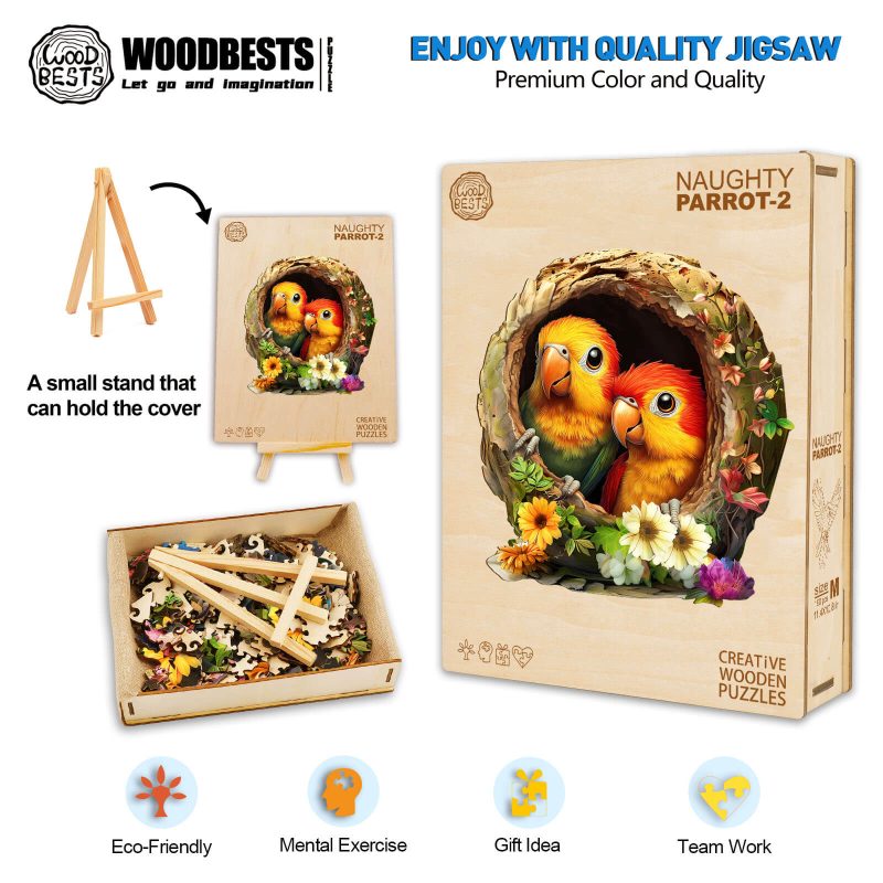 Naughty Parrot-2 Wooden Jigsaw Puzzle - Woodbests