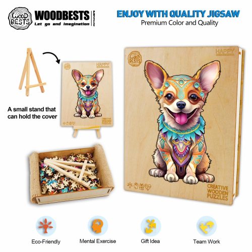 Happy Chihuahua Wooden Jigsaw Puzzle-Woodbests