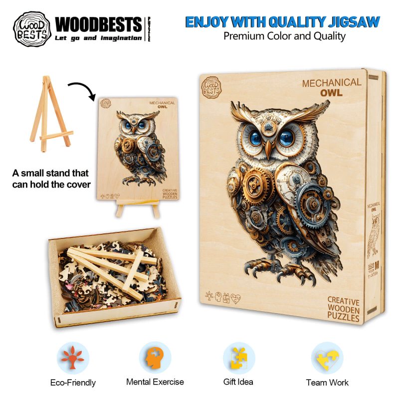 Mechanical Owl Wooden Jigsaw Puzzle - By Woodbests