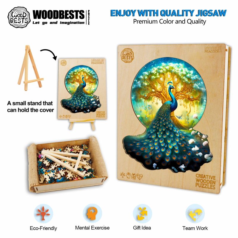 Noble Peacock-1 Wooden Jigsaw Puzzle-Woodbests