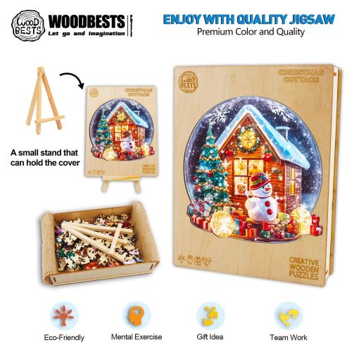 Christmas Cottage Wooden Jigsaw Puzzle-Woodbests