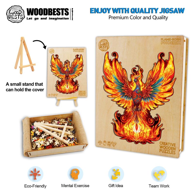 Flame-born Phoenix Wooden Jigsaw Puzzle-Woodbests