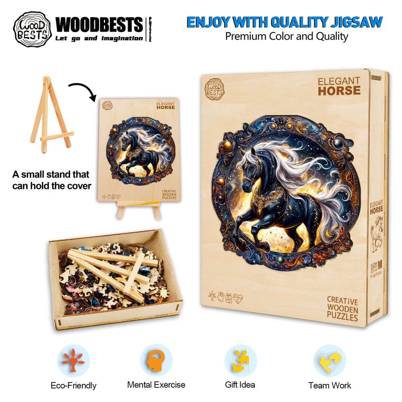 Elegant Horse Wooden Jigsaw Puzzle - By Woodbests