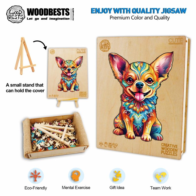 Cute Chihuahua Wooden Jigsaw Puzzle-Woodbests