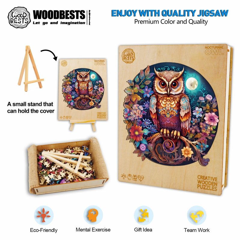 Nocturnal Owl Wooden Jigsaw Puzzle-Woodbests