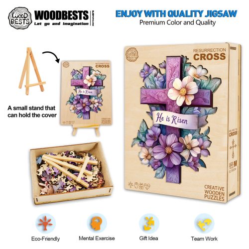 Resurrection Cross Wooden Jigsaw Puzzle - Woodbests