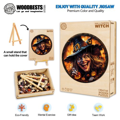 3D Halloween Witch Wooden Jigsaw Puzzle - By Woodbests