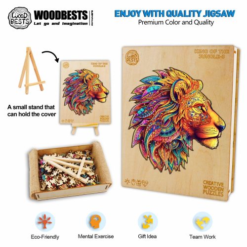 The Jungle King-3 Wooden Jigsaw Puzzle-Woodbests