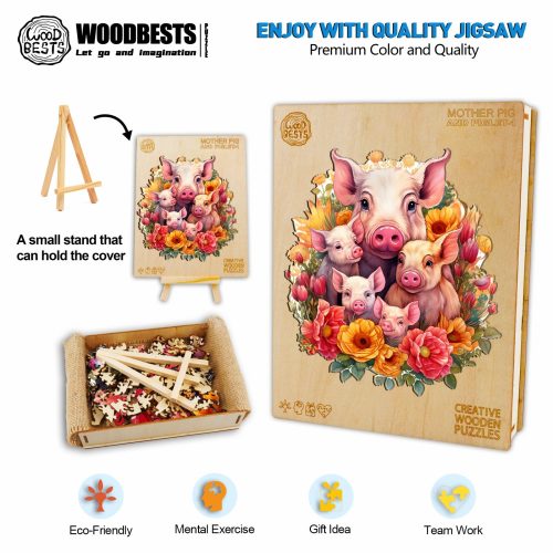 Mother Pig And Piglet-1 Wooden Jigsaw Puzzle-Woodbests