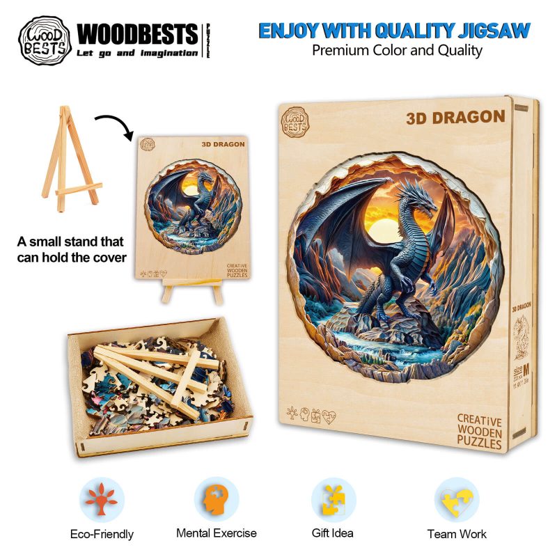 3D Dragon Wooden Jigsaw Puzzle - Woodbests