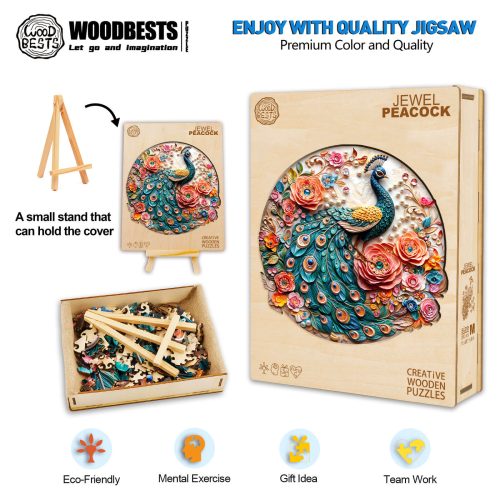 Jewel Peacock Wooden Jigsaw Puzzle - Woodbests