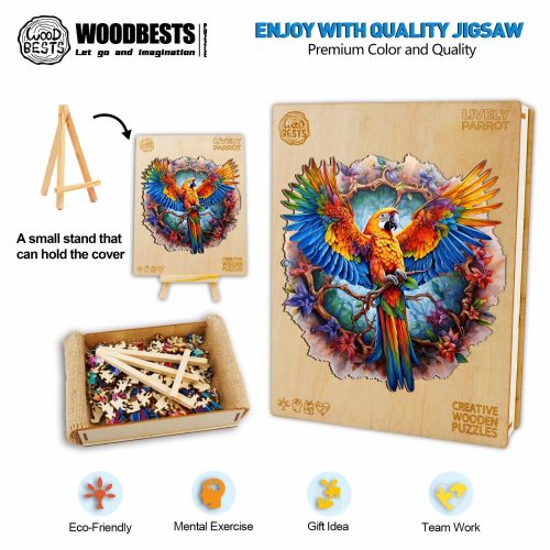 Lively Parrot Wooden Jigsaw Puzzle-Woodbests