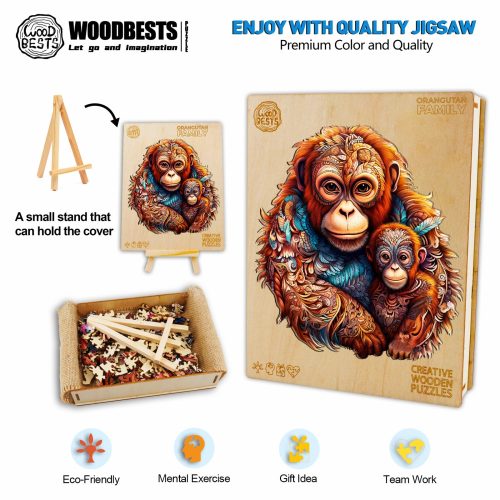 Orangutan Family Wooden Jigsaw Puzzle-Woodbests