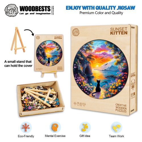 Sunset Kitten Wooden Jigsaw Puzzle - By Woodbests