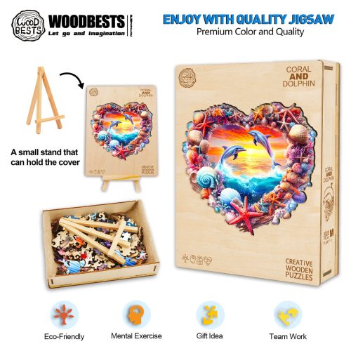 Coral and Dolphin Wooden Jigsaw Puzzle - Woodbests