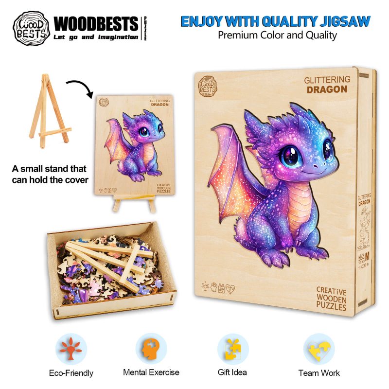 Glittering Dragon Wooden Jigsaw Puzzle - By Woodbests