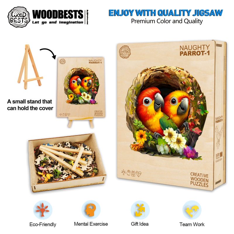 Naughty Parrot-1 Wooden Jigsaw Puzzle - Woodbests