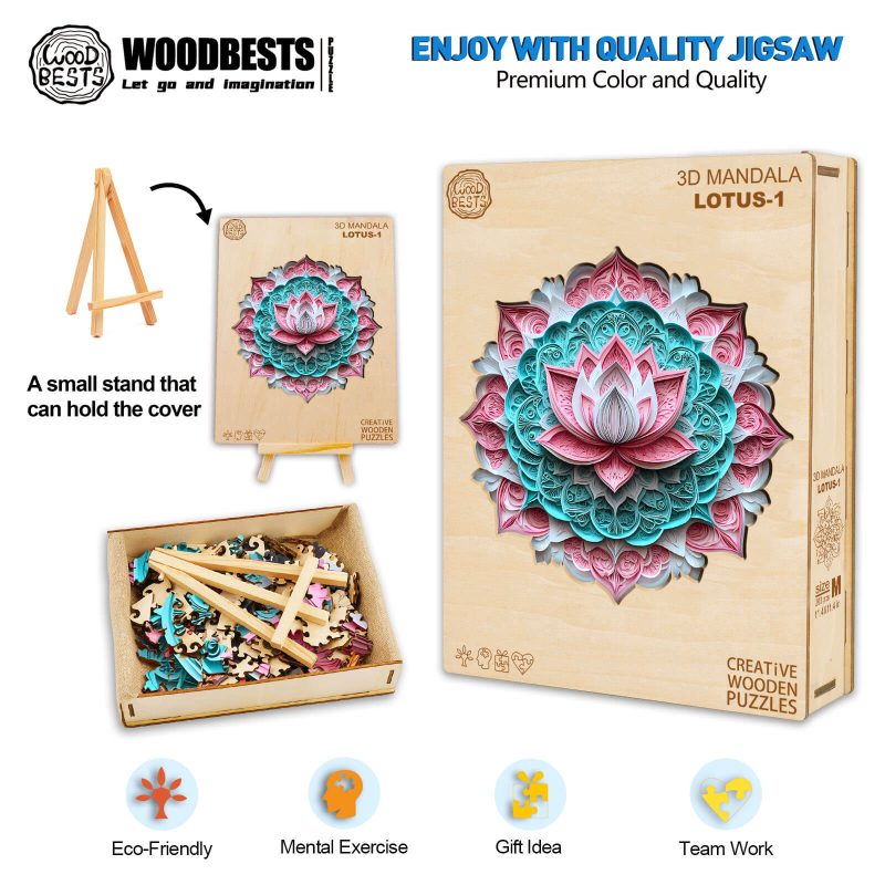 3D Mandala Lotus-1 Wooden Jigsaw Puzzle - By Woodbests