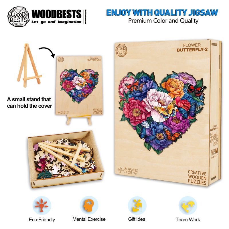 Flower Butterfly-2 Wooden Jigsaw Puzzle - Woodbests