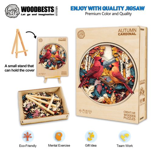 Autumn Cardinal Wooden Jigsaw Puzzle - By Woodbests