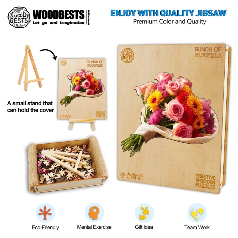 Flowers Bouquet Wooden Jigsaw Puzzle-Woodbests