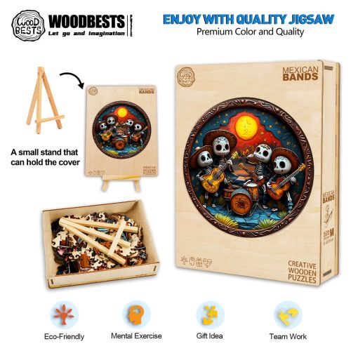 3D Mexican Bands Wooden Jigsaw Puzzle - By Woodbests