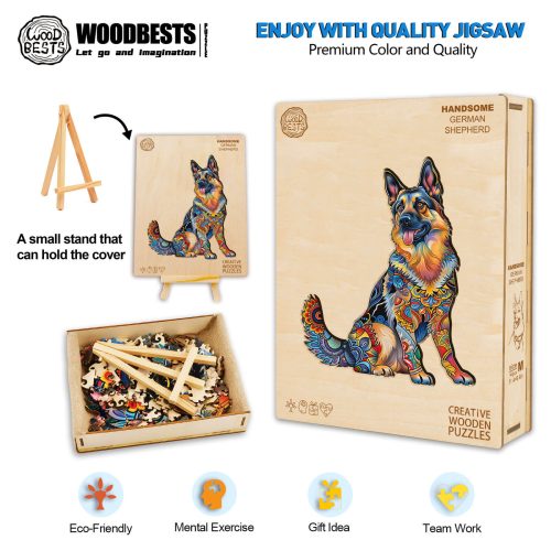 Handsome German Shepherd Wooden Jigsaw Puzzle - Woodbests