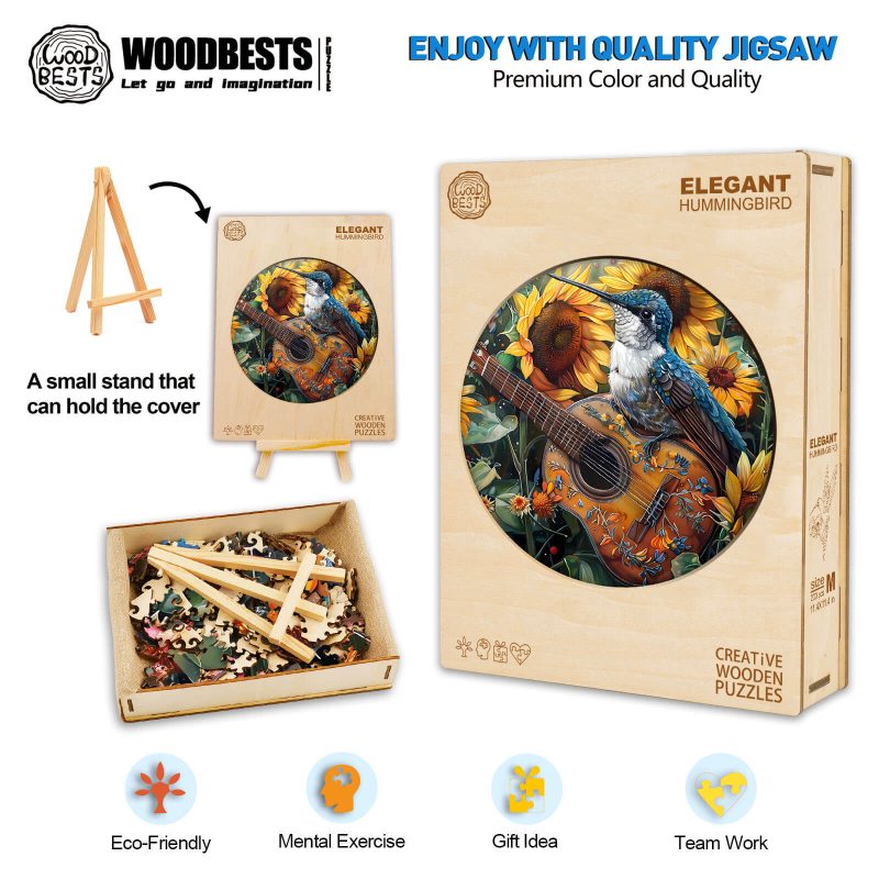 Elegant Hummingbird Wooden Jigsaw Puzzle - Woodbests