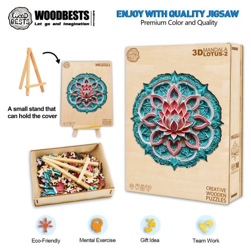 3D Mandala Lotus-2 Wooden Jigsaw Puzzle - Woodbests