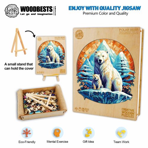 Polor Bear Family-2 Wooden Jigsaw Puzzle-Woodbests