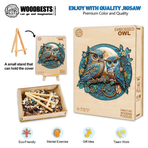 Embossed Owl Wooden Jigsaw Puzzle - Woodbests