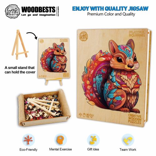 Playful Squirrel Wooden Jigsaw Puzzle-Woodbests