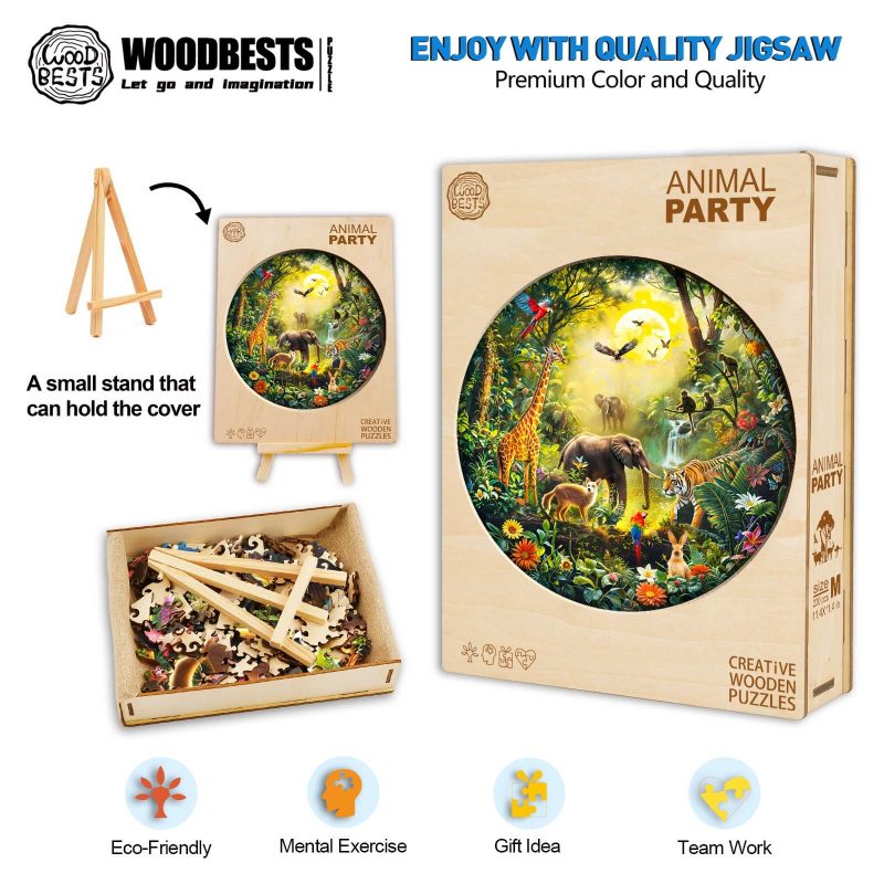 Animal Party Wooden Jigsaw Puzzle - Woodbests