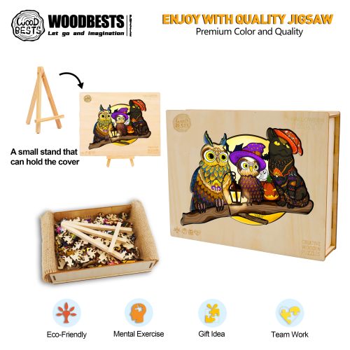 Halloween Owls Wooden Jigsaw Puzzle-Woodbests