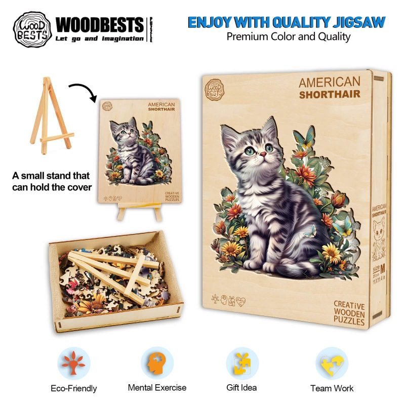 American Shorthair Wooden Jigsaw Puzzle