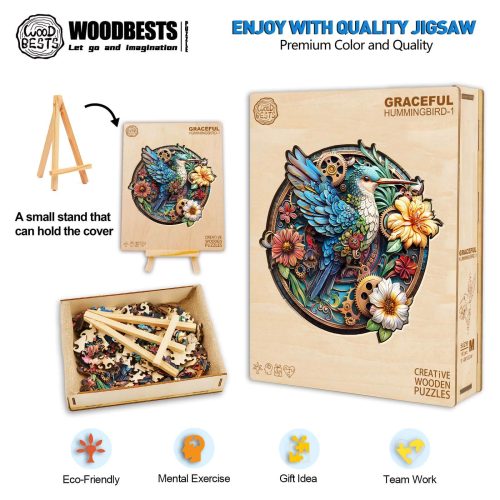 Graceful hummingbird-1 Wooden Jigsaw Puzzle