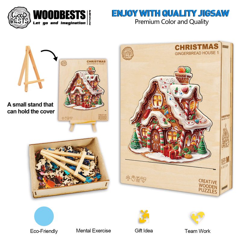 Christmas Gingerbread House-2 Wooden Jigsaw Puzzle - Woodbests