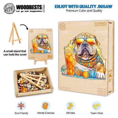 Summer Bulldog-1 Wooden Jigsaw Puzzle