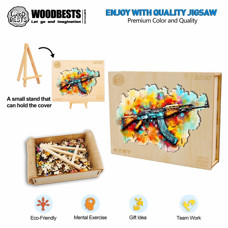 AK47 Wooden Jigsaw Puzzle-Woodbests