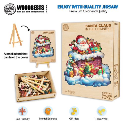 Santa Claus in the Chimney-1 Wooden Jigsaw Puzzle - Woodbests