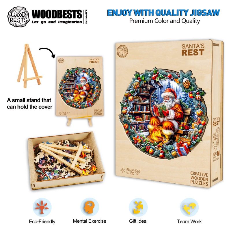 Santa's Rest Wooden Jigsaw Puzzle - Woodbests