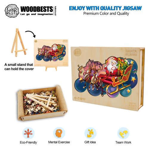 Santa Sleigh Wooden Jigsaw Puzzle - Woodbests