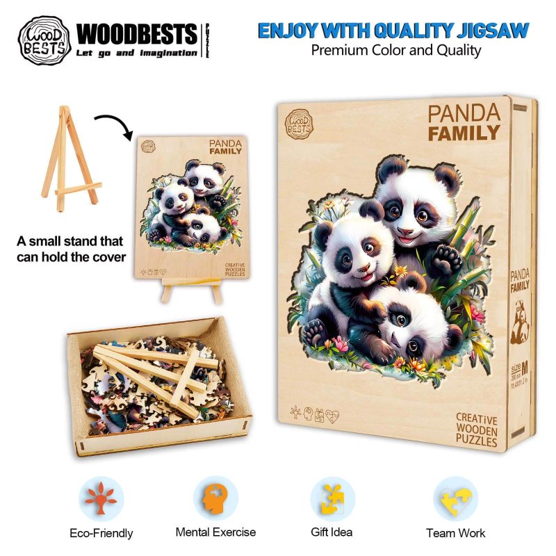 Panda Family Wooden Jigsaw Puzzle - By Woodbests