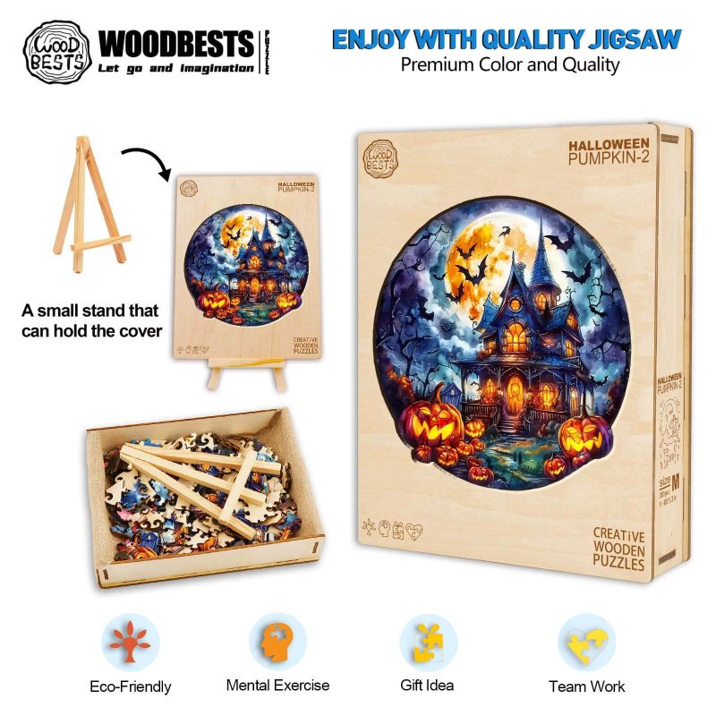 Halloween Pumpkin-2 Wooden Jigsaw Puzzle